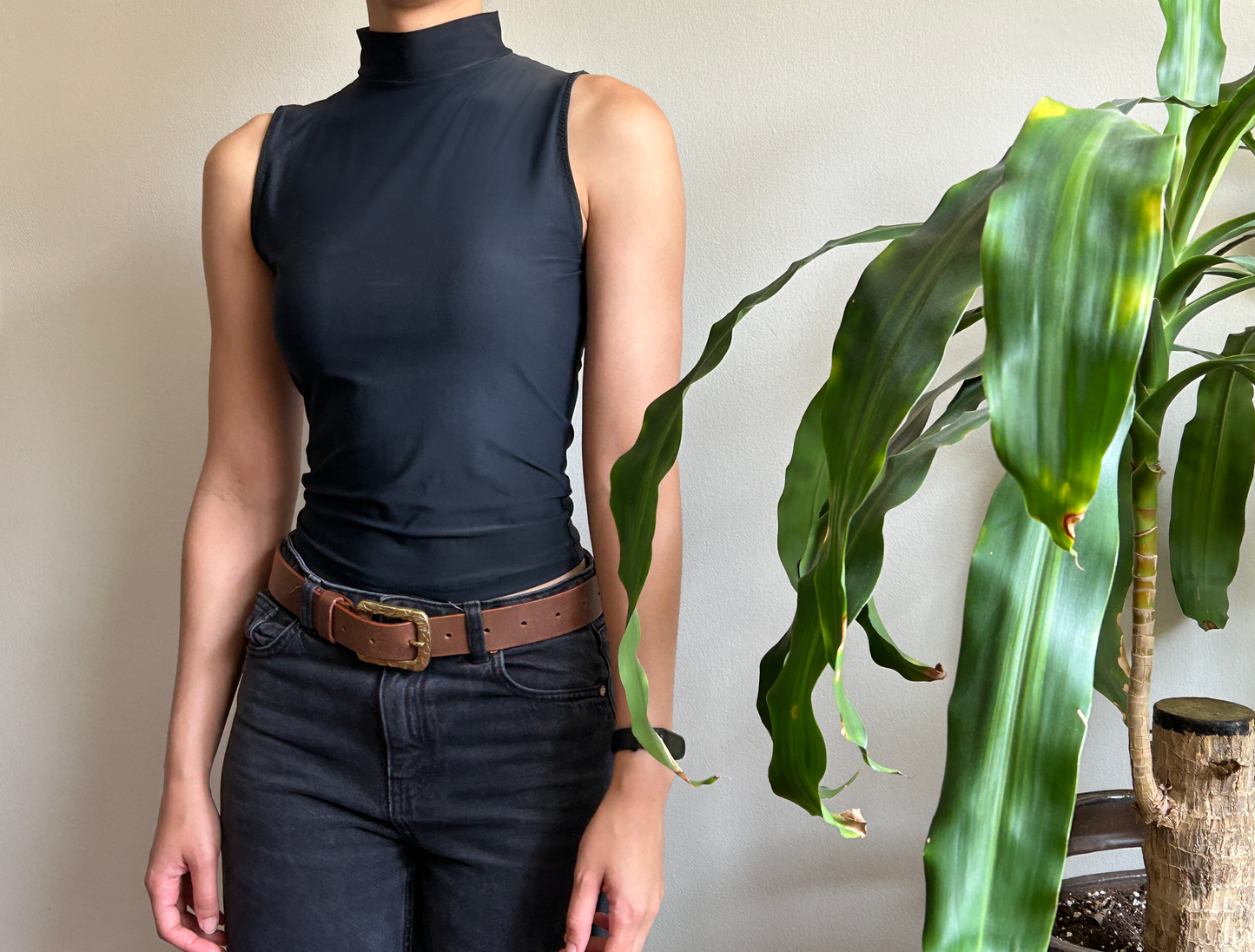 Sleeveless Mock Neck Top
