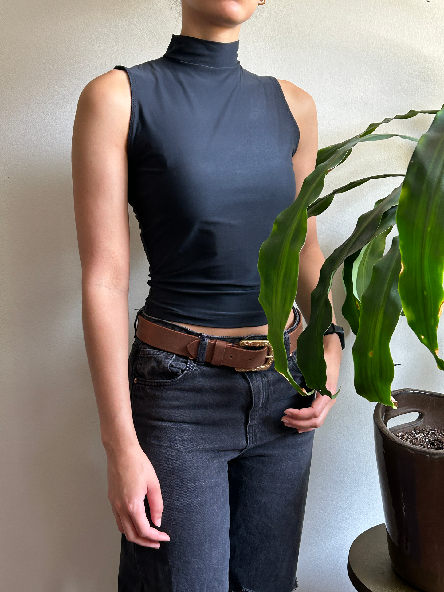 Sleeveless Mock Neck Top