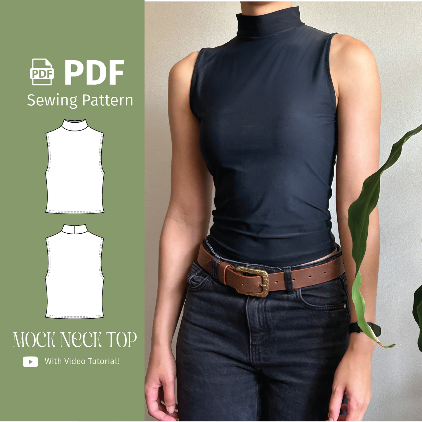 Sleeveless Mock Neck Top - PDF Sewing Pattern